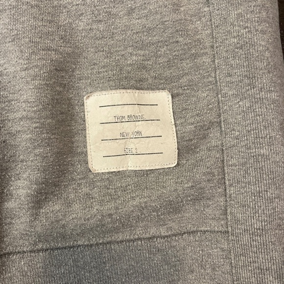 THOM BROWNE GREY COTTON STRIPED CREW NECK SWEATER SIZE 2 - Picture 3 of 15